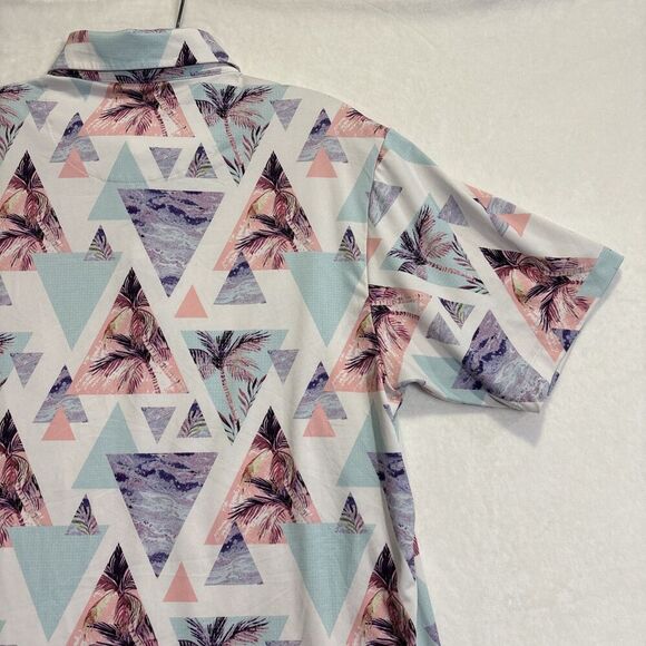 Bad Birdie Polo Shirt Men's Large Triangle Geometric Palm Tree Performance Golf - Picture 12 of 16